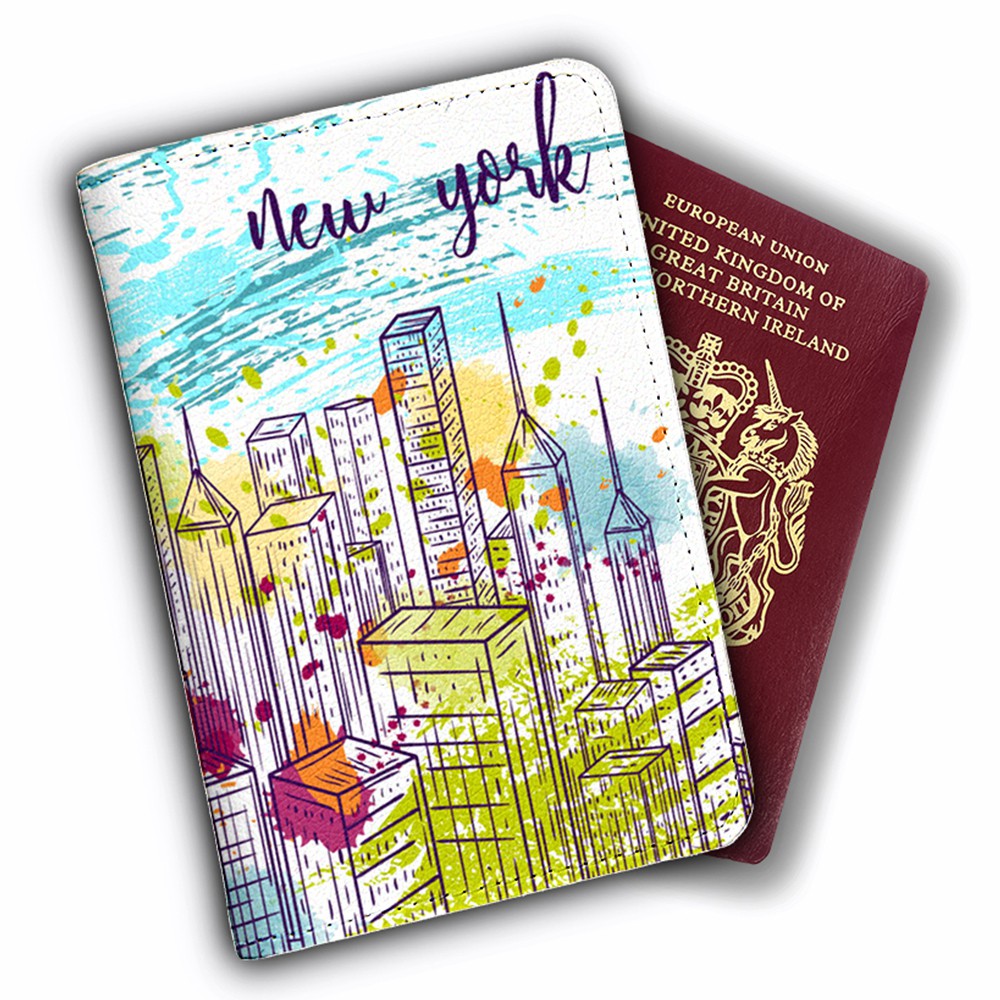 Bao Da Passport Du Lịch NEW YORK - Ví Đựng Hộ Chiếu Và Thẻ Phụ Kiện Sắc Màu - Passport Cover Holder - PPT168