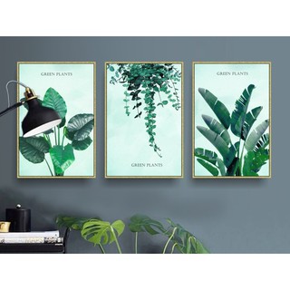 Bộ 3 tranh treo tường cây xanh gam vintage nhiều mẫu VIP- 30 x 45 cm x 3 tranh