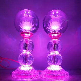 Cặp đèn thờ 7 màu quả cầu pha lê cao cấp M001