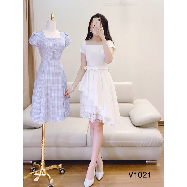 [ xả kho ] MiD Mie Design - Đầm suông trắng dự tiệc V1021 ảnh thật