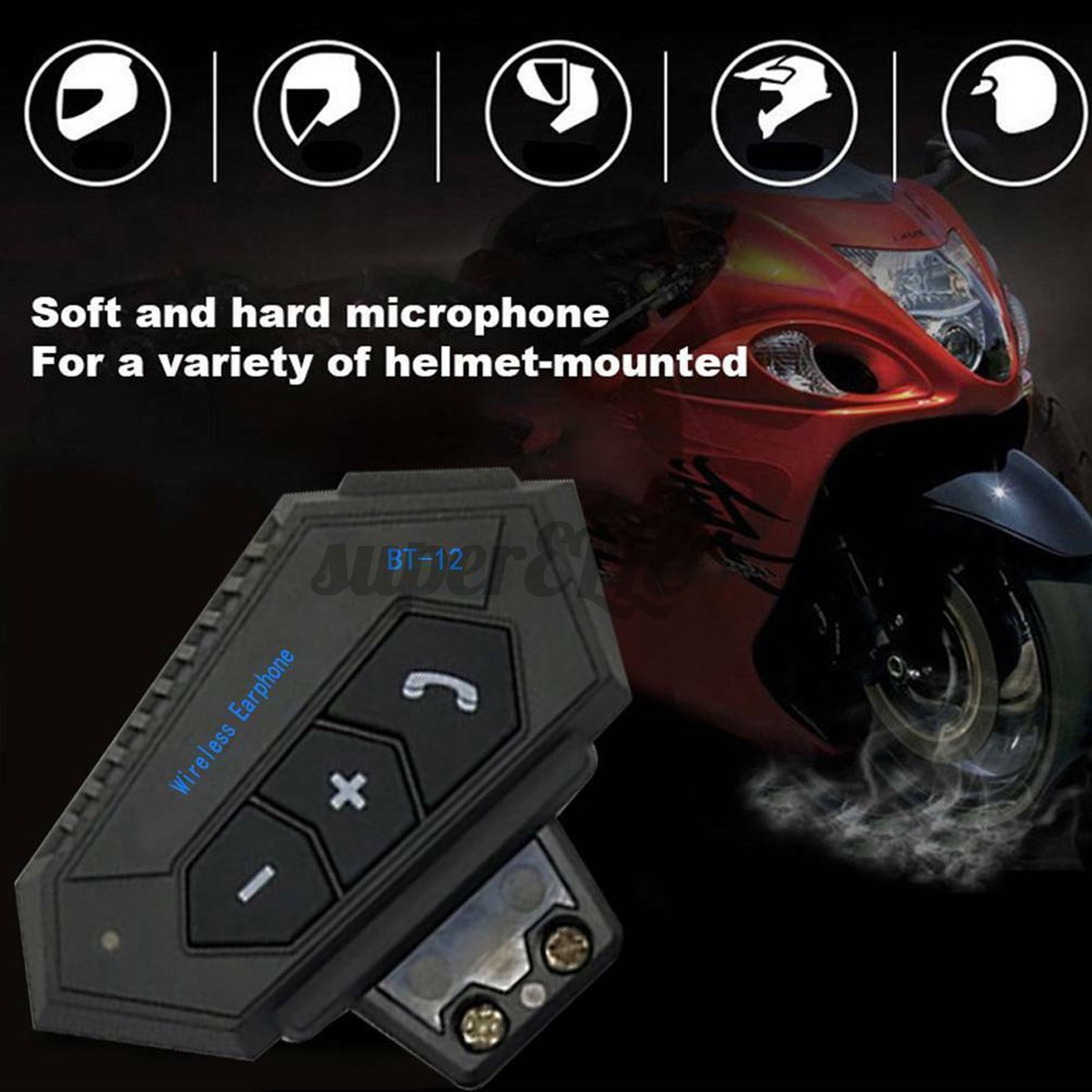 Motorbike Helmet Headset bluetooth Interphone Motorcycle Headphone Hands-Free 