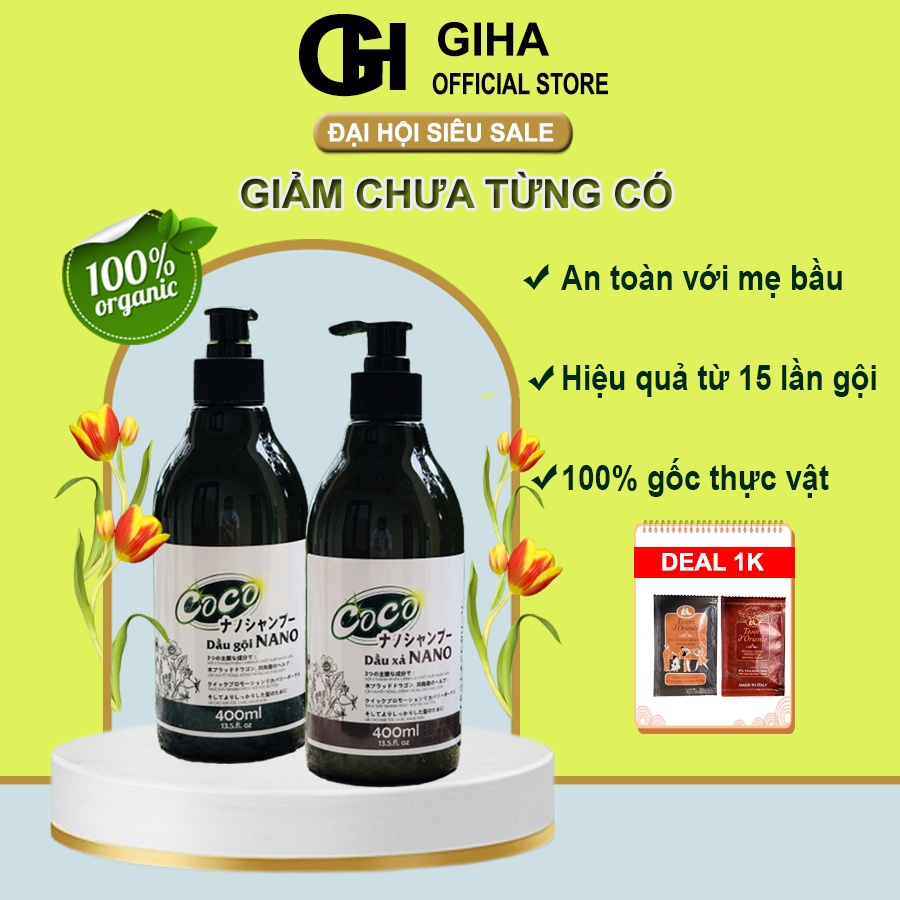 Bộ dầu gội thảo dược Coco ngăn rụng tóc và hỗ trợ mọc tóc công nghệ Nhật Bản