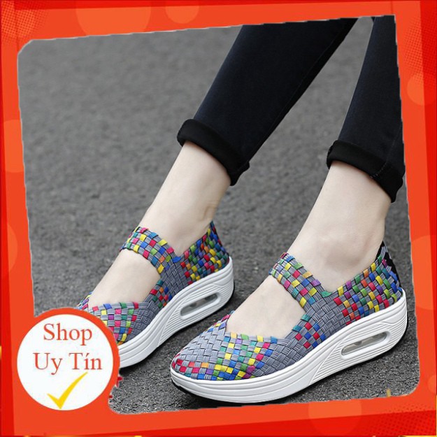 Giày YOZOH dạng dệt đế cao sành điệu cho nữ size 35-44