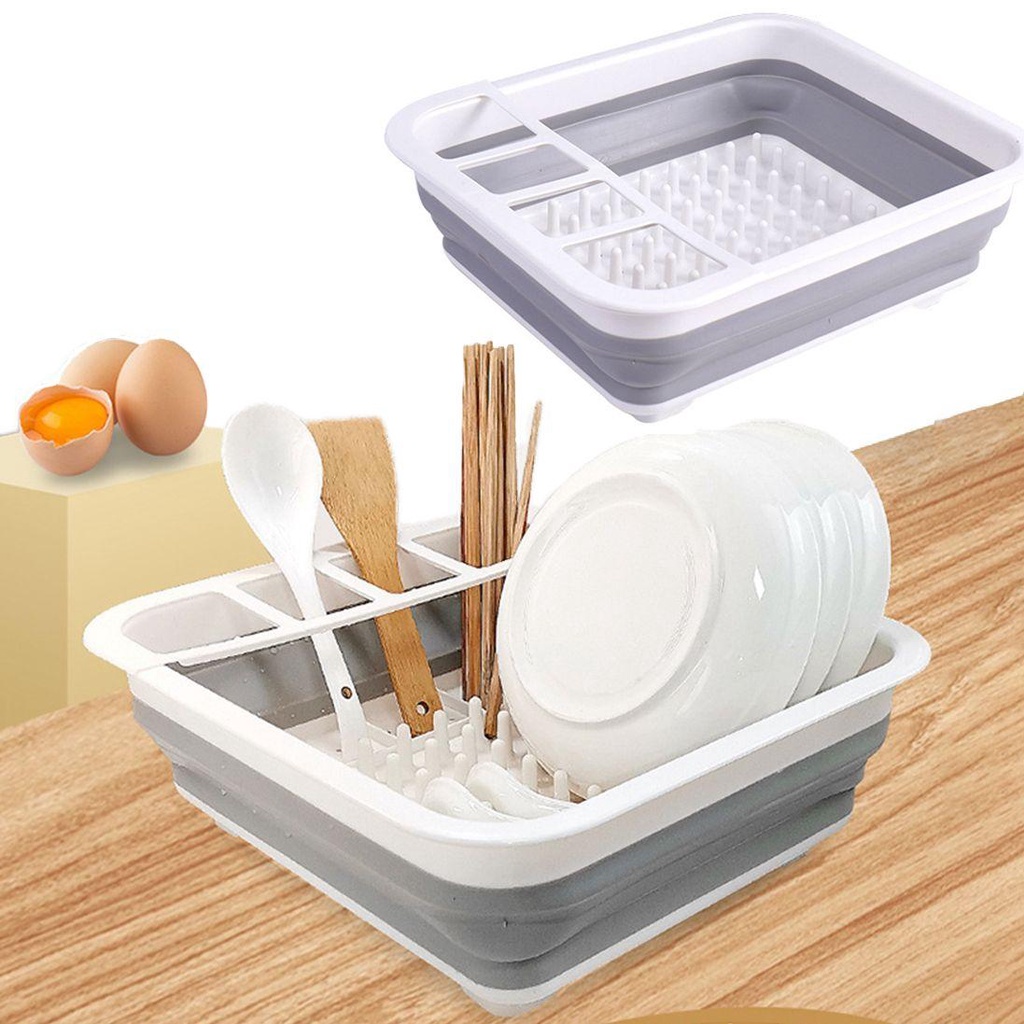 Giá Đỡ Chén Dĩa / Cốc Ráo Nước Có Thể Gấp Gọn Tiết Kiệm Không Gian