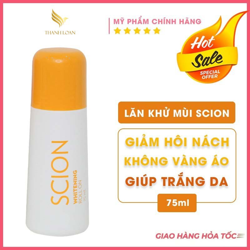 Lăn khử mùi trắng da vùng nách - Scion Whitening Roll On - 75ml - Mẫu Mới - Công Ty- Mỹ Phẩm Giá Sỉ (HCM)