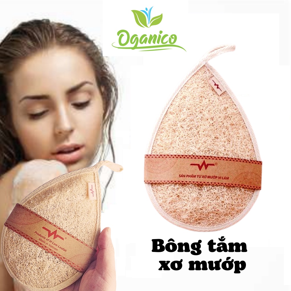 Bông tắm xơ mướp / LOOFAH / Cọ lưng kèm bông tắm xơ mướp tự nhiên giọt nước lớn, chà lưng, tẩy tế bào chết body