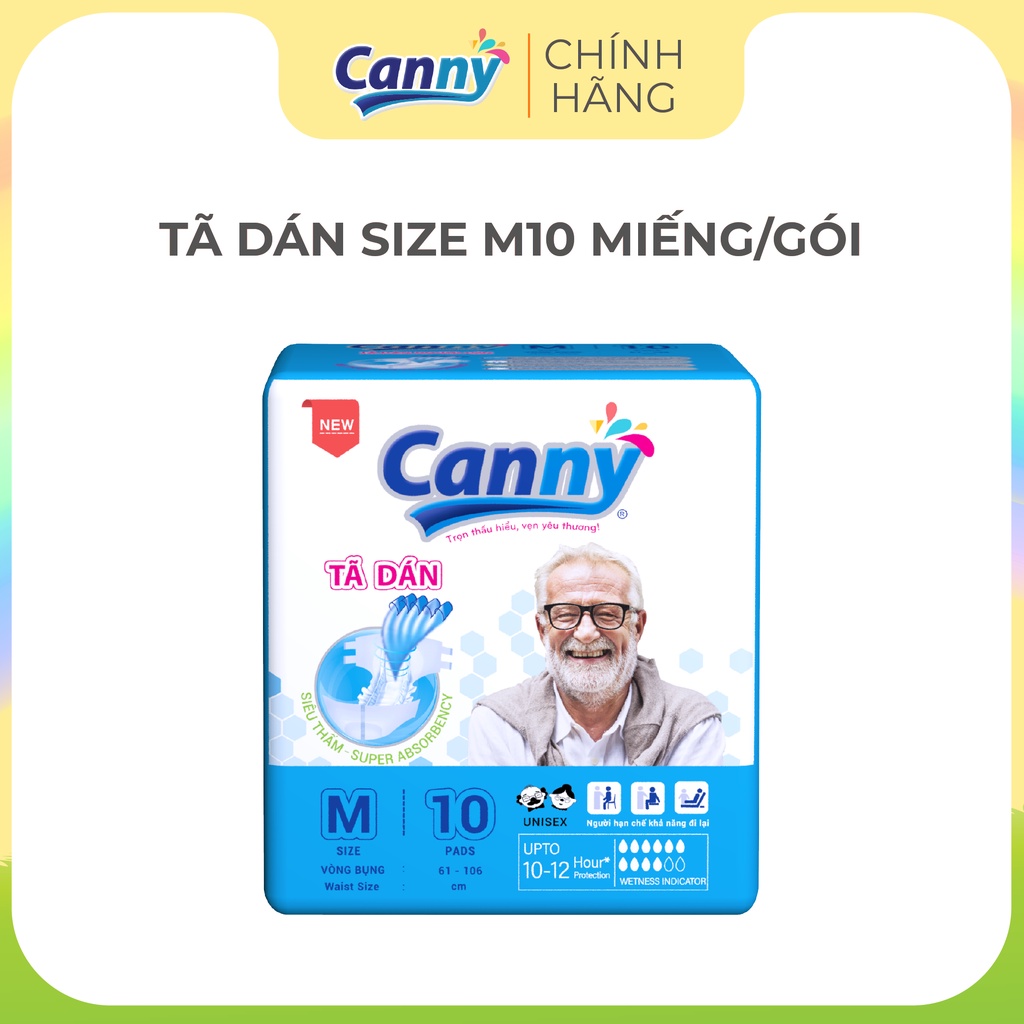Tã, Bỉm dán người già siêu thấm CANNY size M-10 miếng/gói