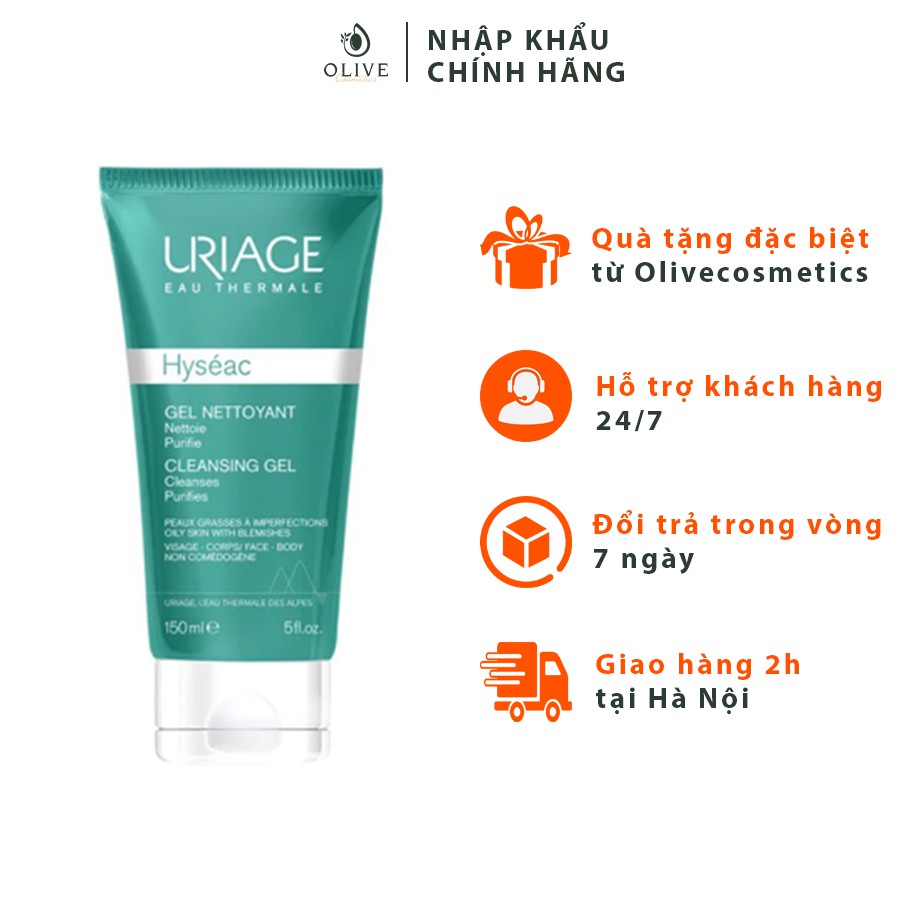 [CHÍNH HÃNG] Gel Sữa Rửa Mặt Cho Da Dầu, Da Mụn, Da Hỗn Hợp 150ML URIAGE HYSEAC GEL NETTOYANT CLEANSING GEL