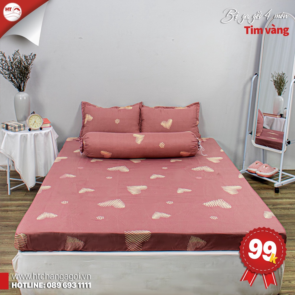 Bộ Ga Gối 4 Món Cotton Polly In Hình 3D Tone Hồng Siêu Dễ Thương By H&T Chăn Ga Gối Cao Cấp