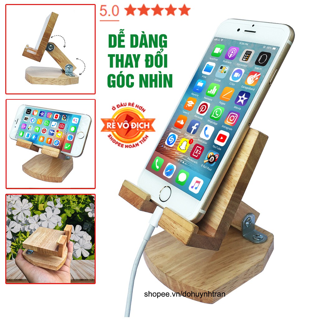 Giá đỡ điện thoại bằng gỗ, kệ điện thoại bằng gỗ dễ dàng gấp gọn bỏ túi tiện lợi | BigBuy360 - bigbuy360.vn