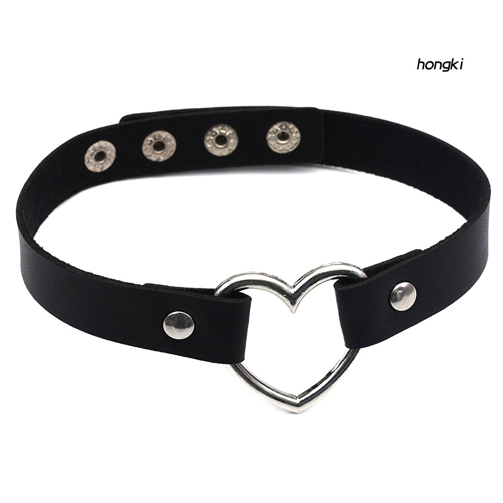 vòng cổ Choker Da Mặt Hình Trái Tim Thời Trang Cho Nữ