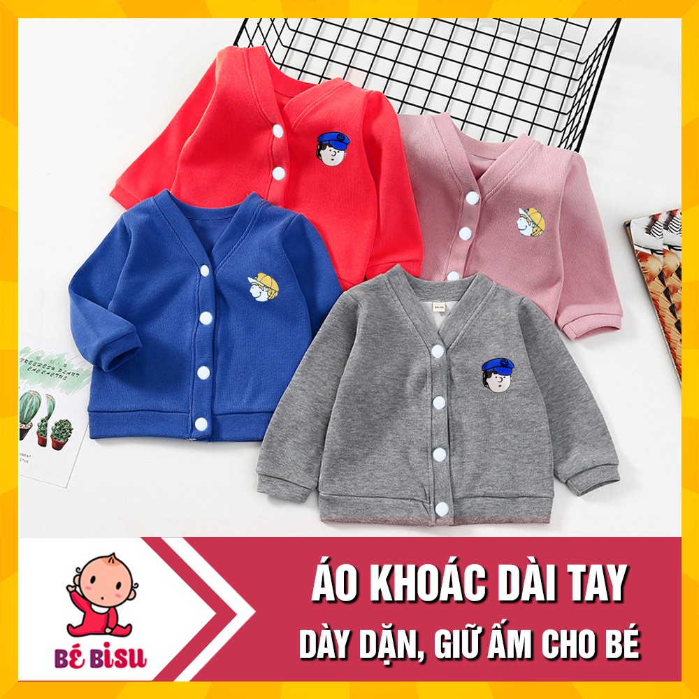 Áo khoác len cổ tim cúc bấm dày dặn, giữ ấm cho bé 0-5 tuổi