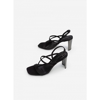 Vascara Giày Sandal Cao Gót Metallic Quai Viền Chỉ Nổi - SDN 0701 - Màu Đen