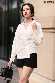 Áo cotton lụa cổ đức không chân -HBSM525