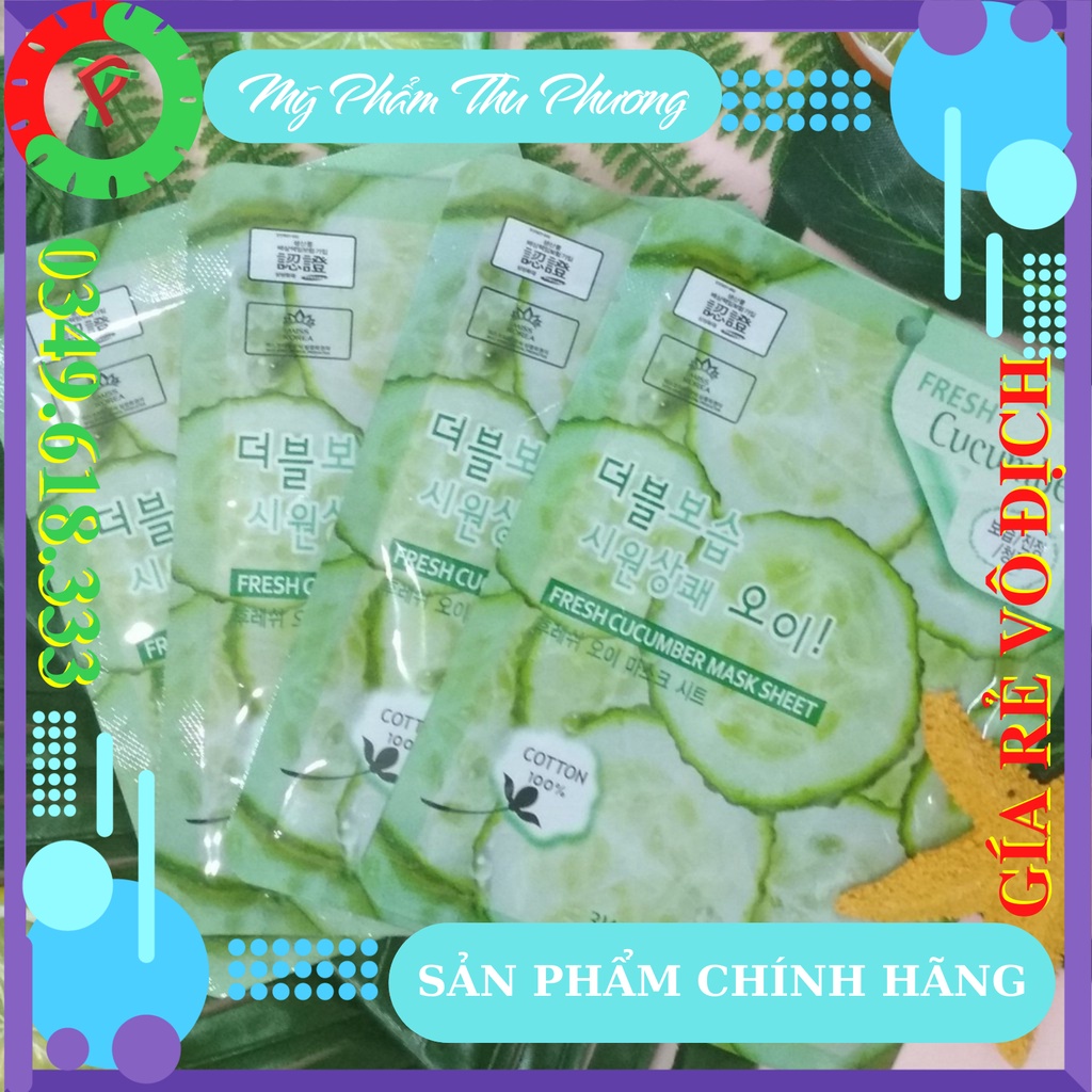 10 MẶT NẠ HÀN QUỐC Ốc sên trà xanh lô hội nhân sâm đỏ dưa chuột leo chanh than hoạt tính 3W CLINIC Fresh Mask Sheet