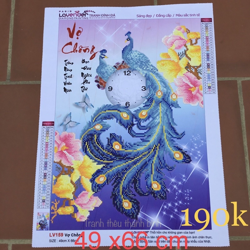 Tranh đính đá thành phẩm Vợ Chồng LV159 - 65x48cm ( đã đính )