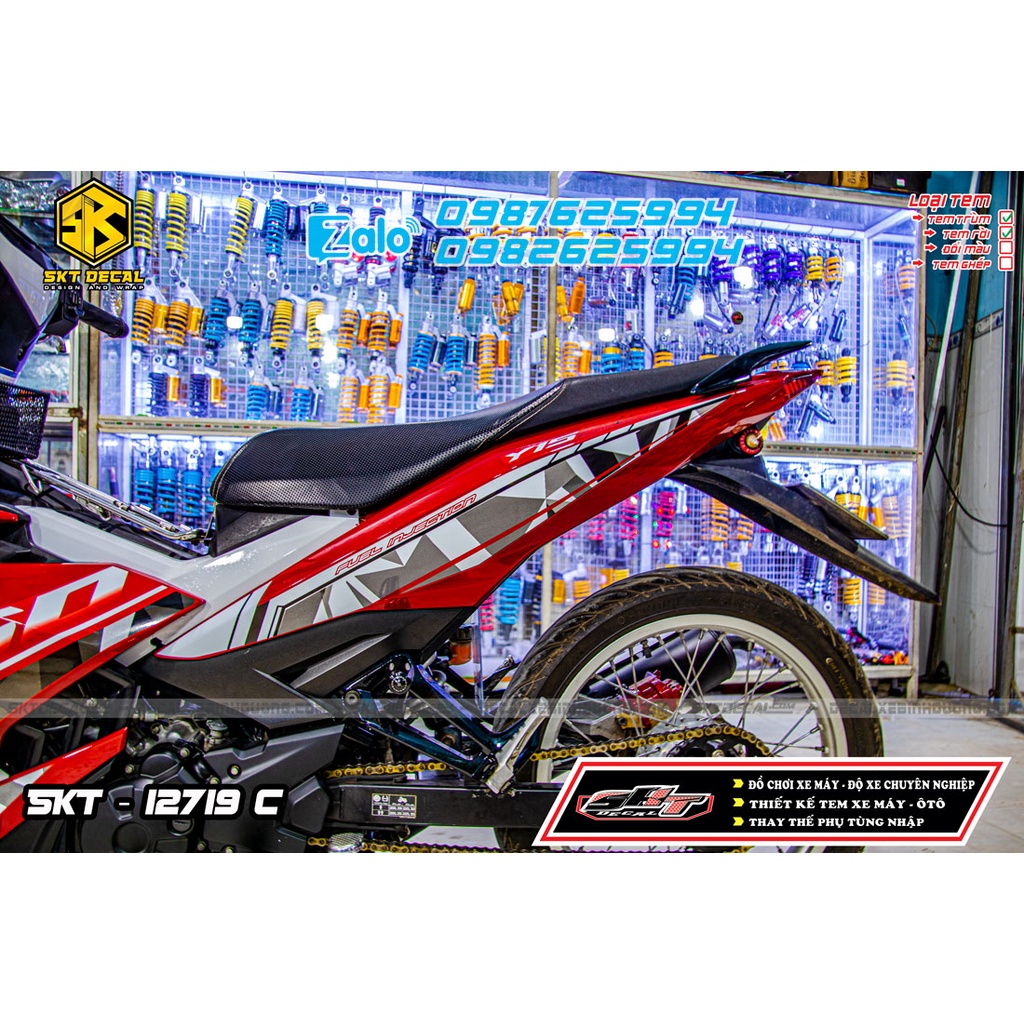 Tem rời exciter 150 đỏ trắng đen y15zr