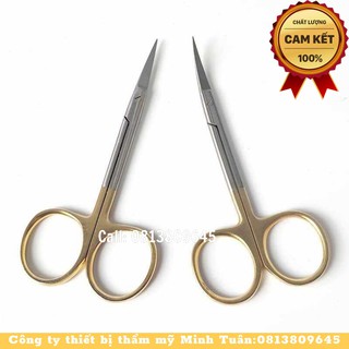 Kéo Nhọn Phẫu Thuật Cán Vàng 12cm dùng trong tiểu phẫu và y tế