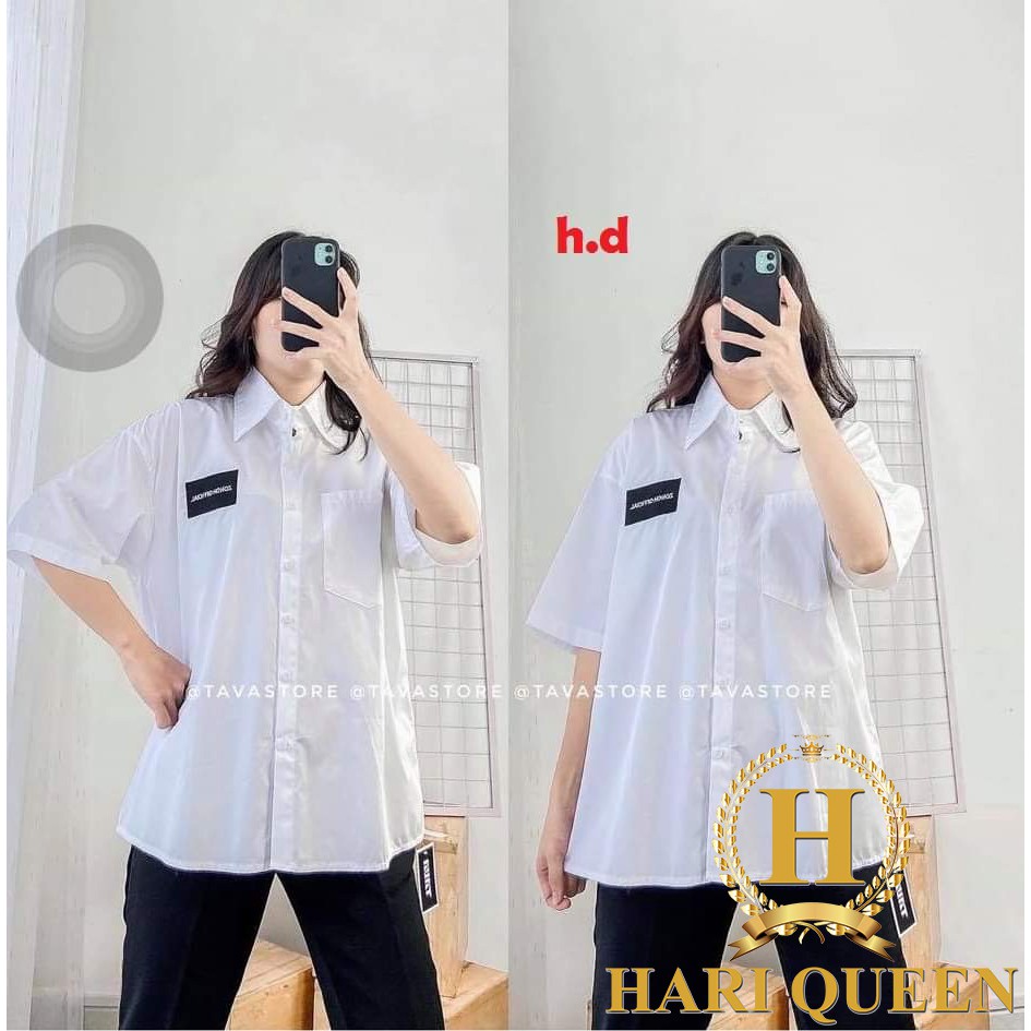 Áo sơ mi ngắn tay logo đen HDA0521