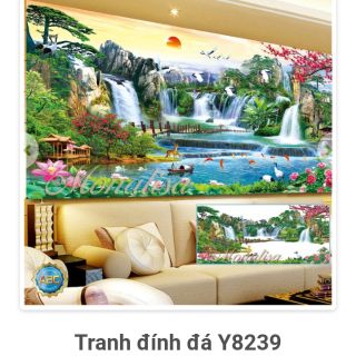 Tranh đính đá phong cảnh lưu thuỷ sinh tài y8238 (120*60) y8239 (150*70) y8240 (200*95)