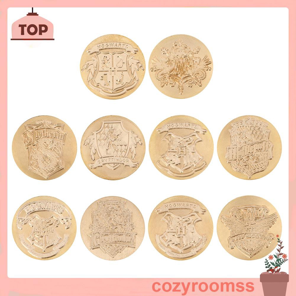 Đầu con dấu đóng sáp hình tròn bằng đồng trang trí thiệp mời/phong bì phong cách retro cổ điển không có tay cầm