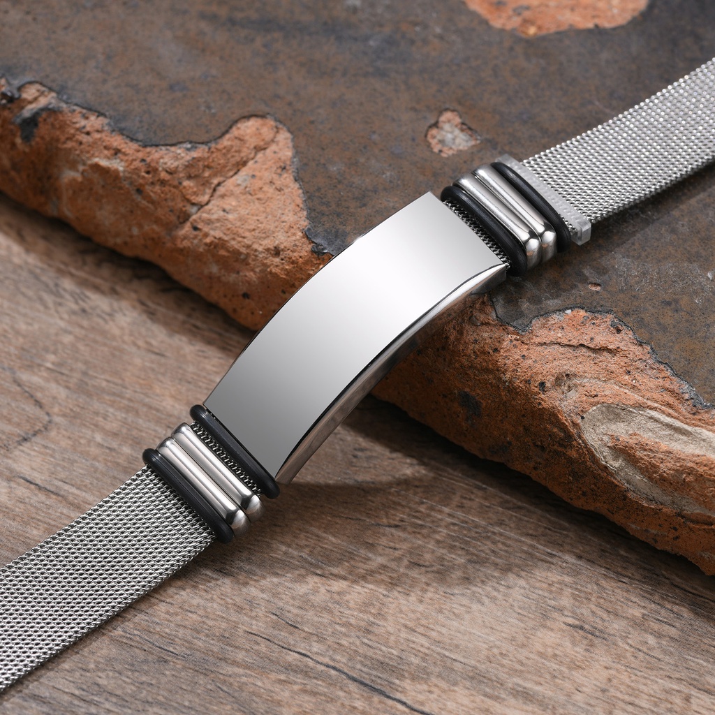 Vnox Vòng Tay Lưới Thép Titan Màu Đen Có Thể Điều Chỉnh Cho Nam