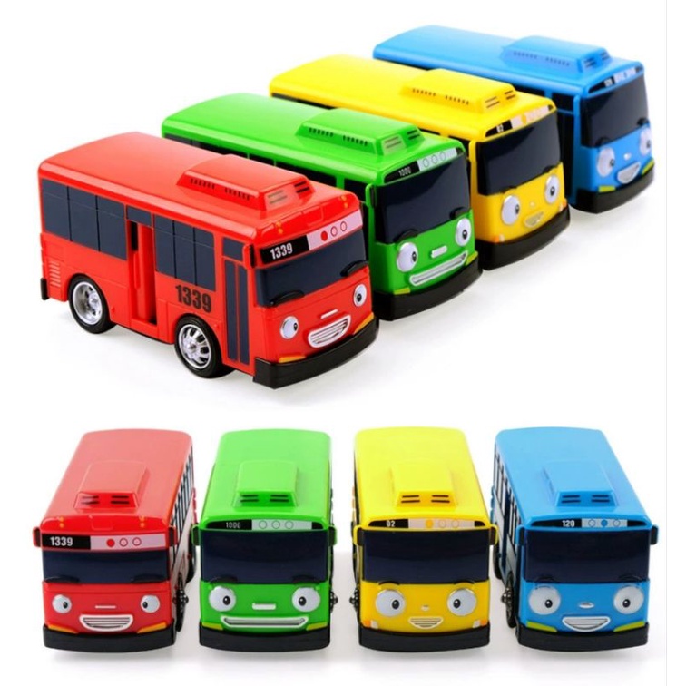 (KT xe ~3.3*4*7cm) BỘ 4 NHÀ XE + XE BÚYT TAYO (như hình)