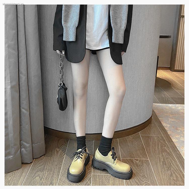 Giày Da Đế Dày Mũi Tròn Phong Cách Retro Anh Quốc 2021 Cho Nữ