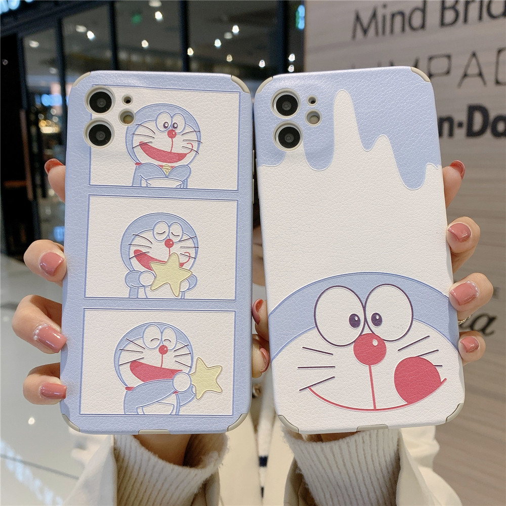 Doraemon Ốp lưng iPhone 12 Pro Max Case Straight Square Casing X XR Xs Max Soft Cover