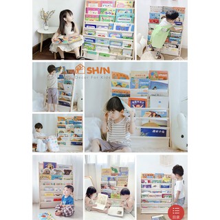 Kệ sách Kệ sách gỗ cho bé SHIN Kệ sách lắp ráp 7 tầng gỗ vải cao cấp