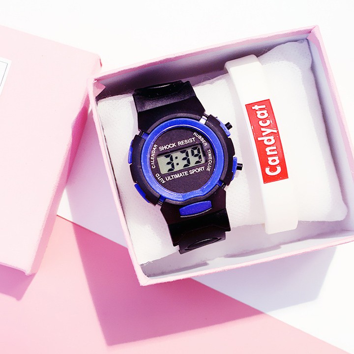Đồng hồ điện tử unisex mặt tròn dây cao su thiết kế đơn giản Candycat17 | BigBuy360 - bigbuy360.vn
