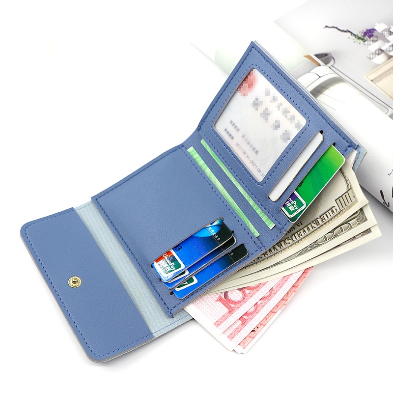 Ví Ngắn Nhỏ Màu Trơn Họa Tiết Trái Tim Xinh Xắn Dành Cho Nữ