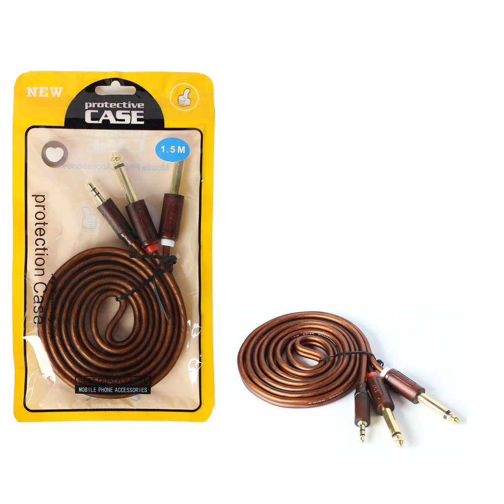 Dây tín hiệu 1 đầu 3.5mm ra 2 đầu 6 ly Y02 dài 1,5 mét hàng xịn chất lượng cao