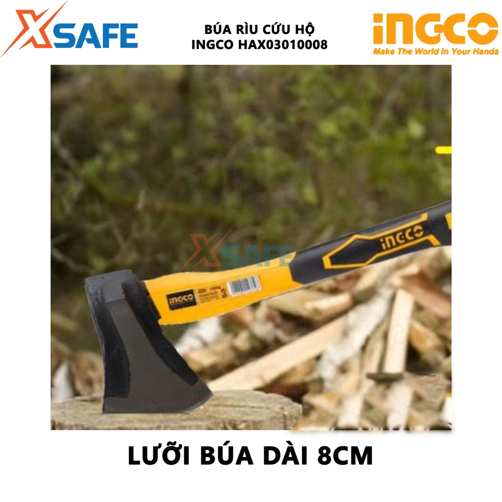 Búa rìu cầm tay INGCO HAX03010008 Búa rìu cứu hộ chuyên dùng cho lính cứu hỏa, nhân viên cứu hộ phá khóa - [XSAFE]