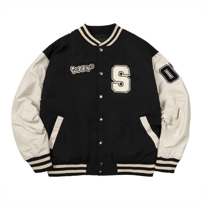 Áo Khoác Bomer Varsity Chất Da Lộn Thêu Cao Cấp Form Rộng Unisex 2 Màu