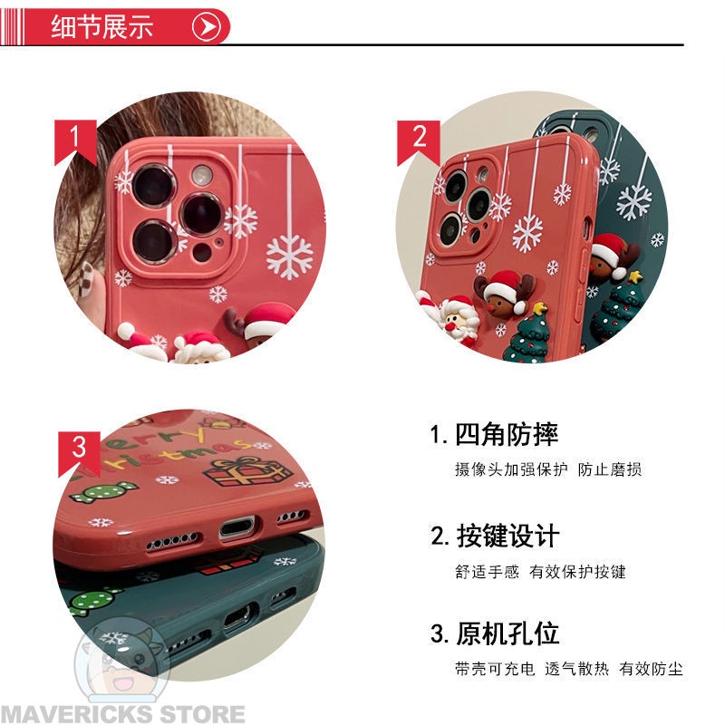 Ốp Điện Thoại Họa Tiết Ông Già Noel Hoạt Hình Cho iPhone13promax/12/13pro/xr/xs max/11pro