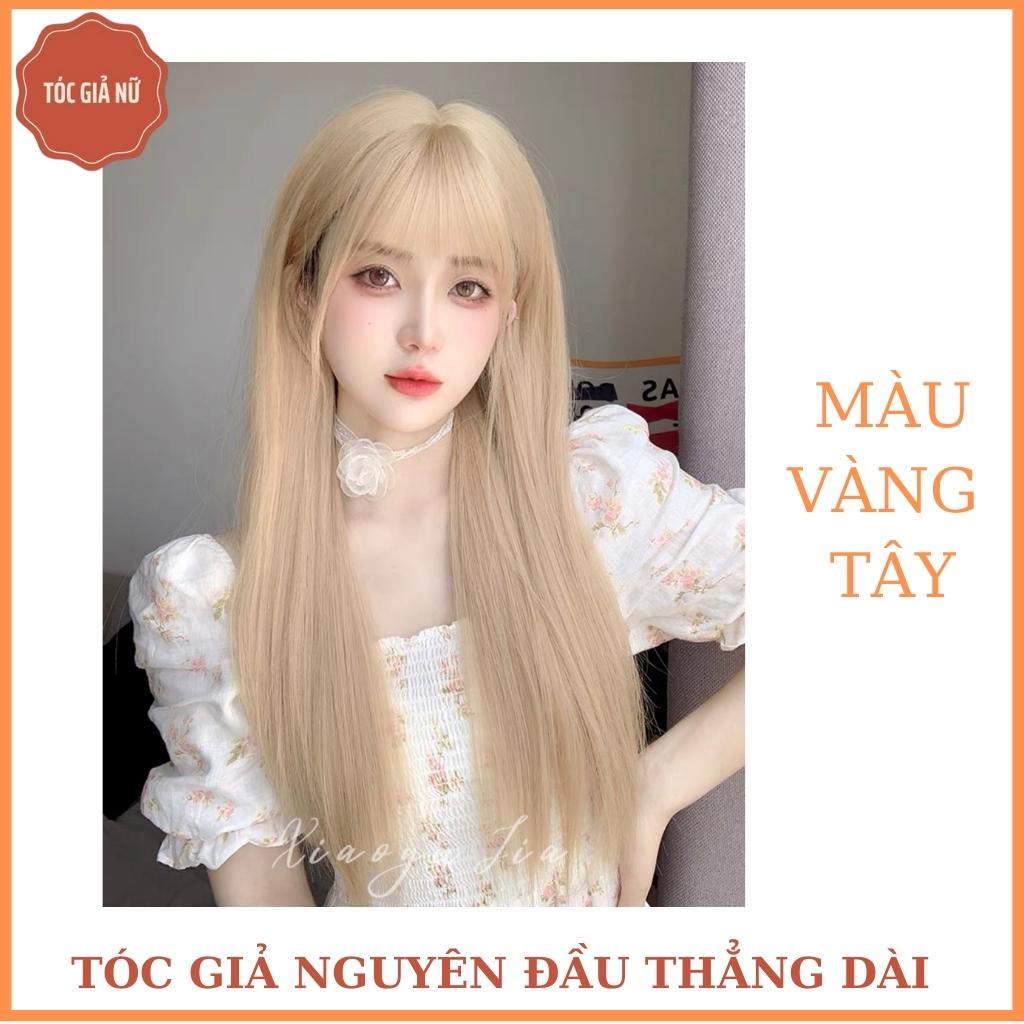 Tóc giả nguyên đầu nữ đẹp thẳng dài tặng lưới trùm TGN 7007