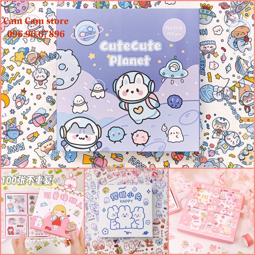 [Hàng tặng không bán] Tách lẻ 1 miếng dán Sticker chủ đề dễ thương dùng để trang trí sổ, đồ dùng xinh yêu Laluna - A58