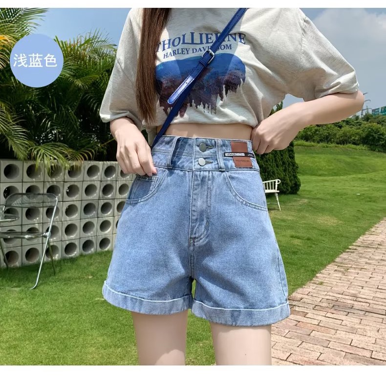 Quần Short Denim Lưng Cao Ống Rộng Thời Trang Mùa Hè Hàn Quốc Dành Cho Nữ