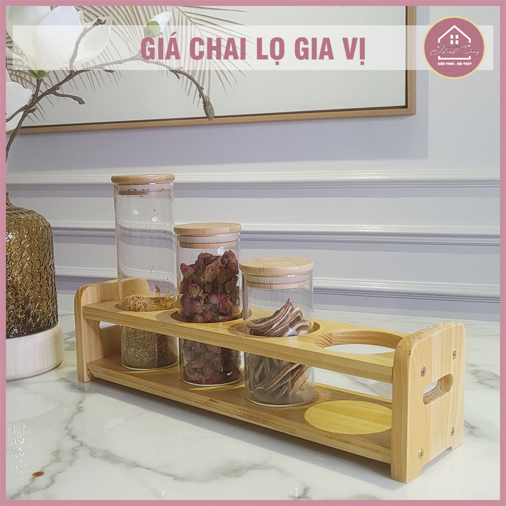 (Bán Lẻ - Sỉ) Giá Chai Lọ, Kệ Gỗ Đựng Hũ Gia Vị, Giá Để Gia Vị, Chai Dầu Ăn, Nước Mắm Gỗ Thông Sơn Pu Cực Đẹp