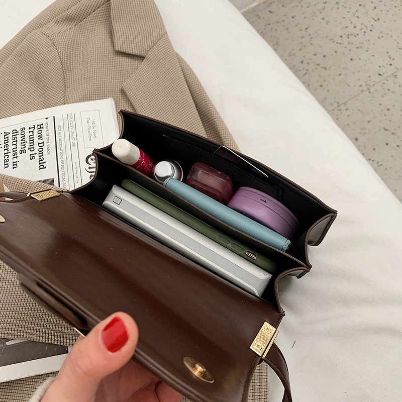 Túi đeo chéo hình vuông cỡ nhỏ họa tiết houndstooth đơn giản phong cách phương Tây sành điệu IELGY