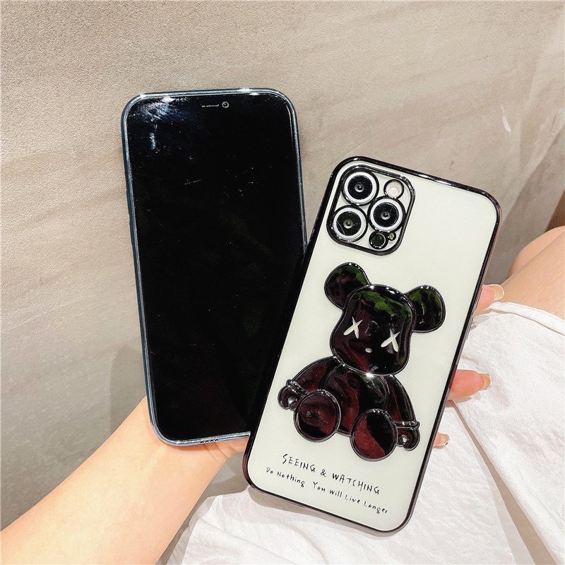 Ốp điện thoại TPU trong suốt hình gấu Kaws 3D dành cho iPhone 13 11 12ProMax Mini 12Pro 13Pro SE 2020 X XS Max XR 7 8+ | BigBuy360 - bigbuy360.vn