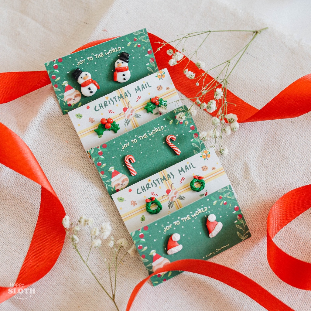 Khuyên tai giáng sinh | Khuyên tai đất sét giáng sinh | Christmas Studs Earrings