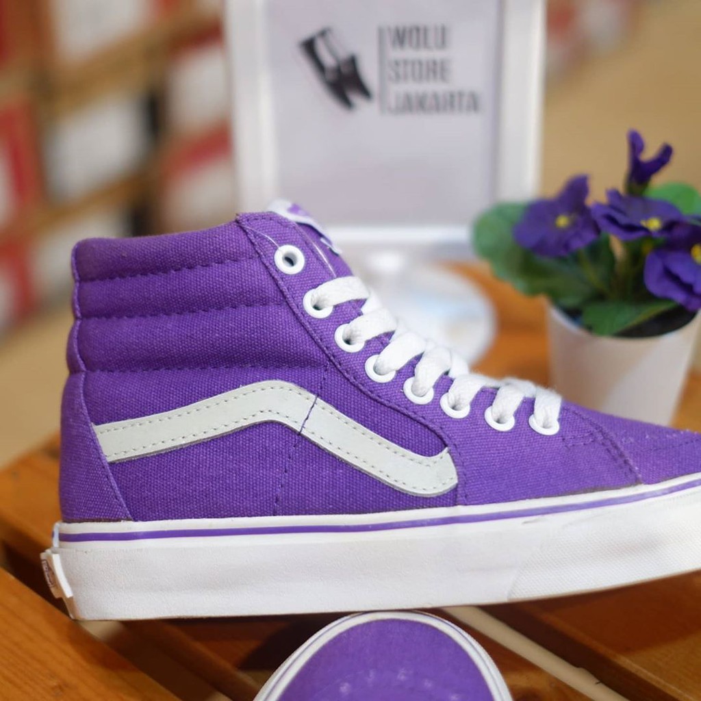 Giày Vans Sk8 Hi "màu Tím Trắng Thời Trang