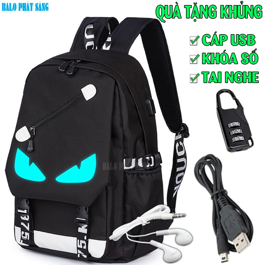 Balo nam nữ đi học thời trang phát sáng dạ quang -TẶNG cápUSB+Khóasố+TaiNghe- Cặp đi học HOT nhất 2021