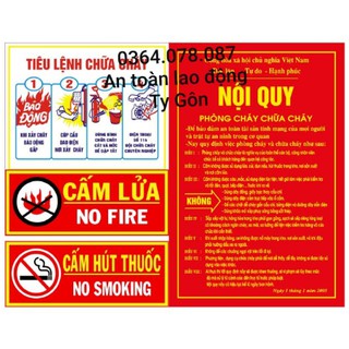 Tiêu lệnh - nội quy PCCC - Cấm lửa - Cấm hút thuốc( Hàng luôn có sẵn)