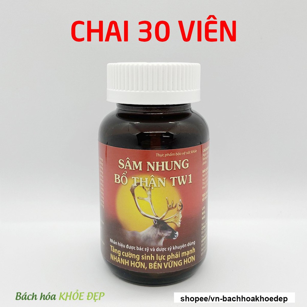 Viên uống Sâm Nhung Bổ Thận TW1 tăng cường sinh lý nam, bổ thận, tráng dương - Hộp 30 viên