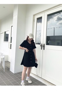 Đầm kaki xoè big size cổ tim thắt nơ size 65-100kg