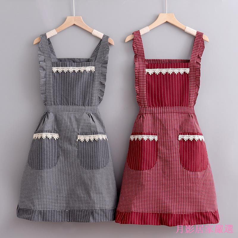 Yueying Đầm Công Chúa Bằng Cotton Nguyên Chất Eo Phối Ren Dễ Thương Chống Dầu Thời Trang Mùa Hè Hàn Quốc Dành Cho Người Lớn