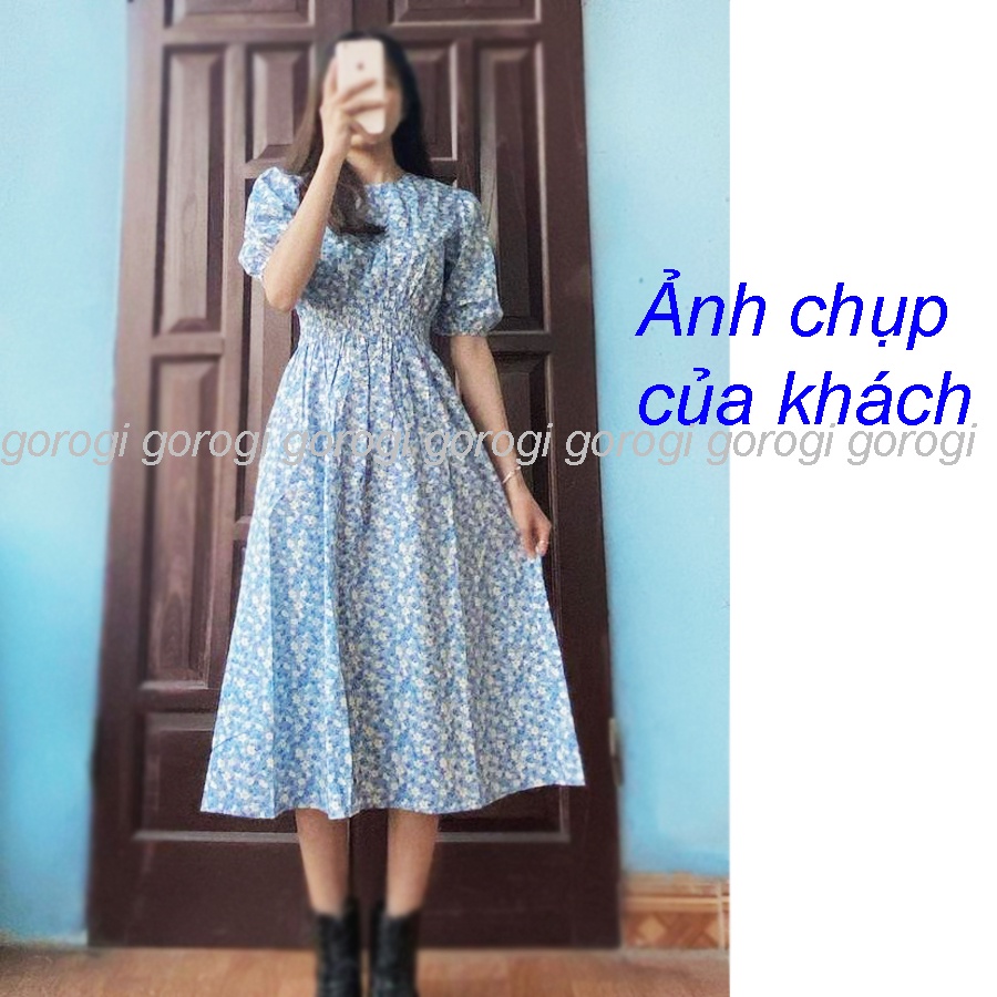 Váy hoa nhí dáng dài dự tiệc xinh bigsize nữ bánh bèo Gorogi, đầm hoa nhí dài dự tiệc tay phồng ulzzang | BigBuy360 - bigbuy360.vn